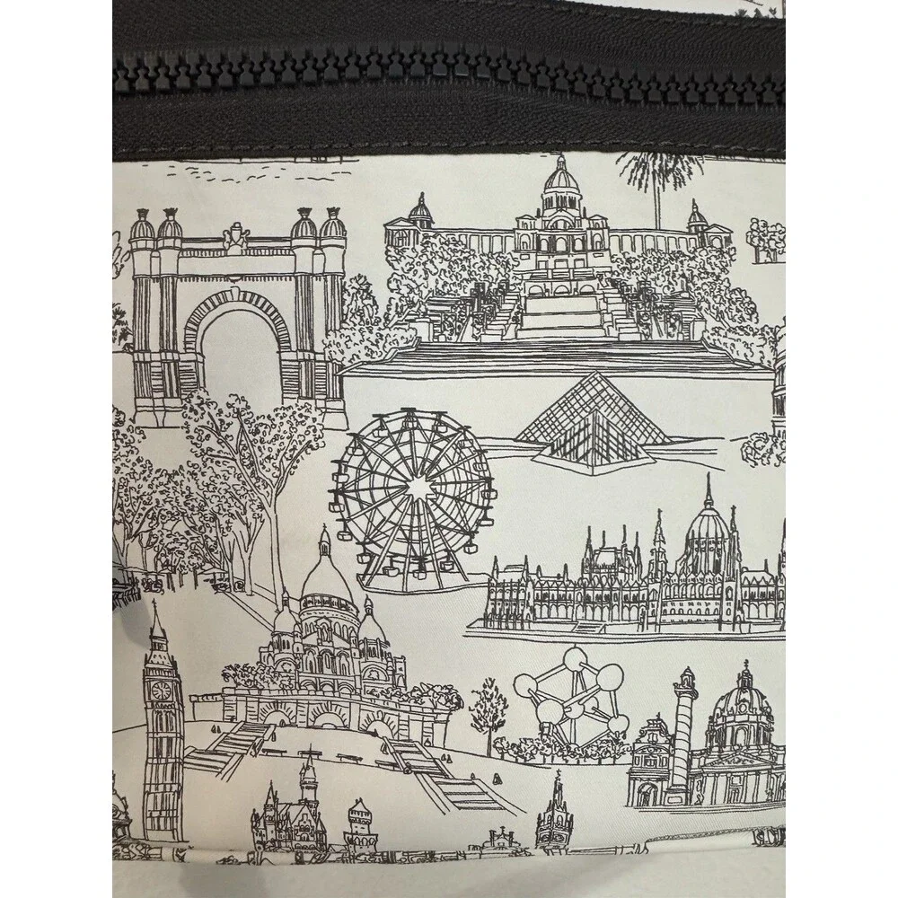 Parfois Laptop Bag Paris Monuments Print Black White Soft Side School Work